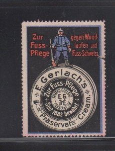 German Advertising Stamp - E. Gerlach's Foot Cream - Soldier
