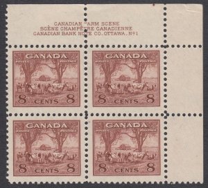 Canada #256 Mint Plate Block of 4 UR Plate No. 1