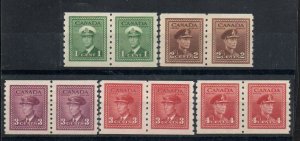 Canada 263-267 Coil Pairs Mint never hinged