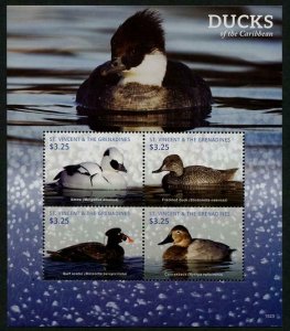 HERRICKSTAMP NEW ISSUES ST. VINCENT Ducks Sheetlet of 4 Different