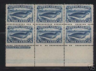 Newfoundland #55 VF/NH Block Of Six  **With Cert.**