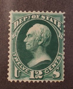 Half Cat Scott O63 12 Cents State Official OG MH - SCV $310.00