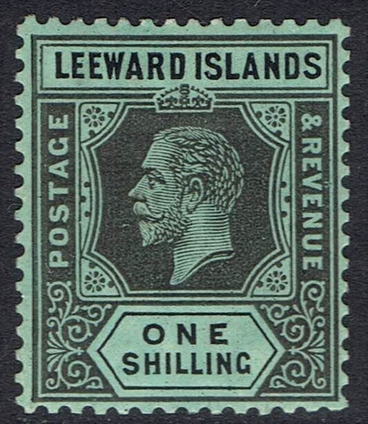 LEEWARD ISLANDS 1912 KGV 1/- ON WHITE BACK WMK MULTI CROWN CA