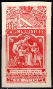 1907 France Poster Stamp Mutuality Festival Under The Presidency Of M. Viviani