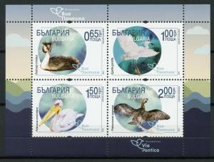 Bulgaria 2019 MNH Birds Migration Pelicans Egrets Cormorant Grebes 4v M/S Stamps