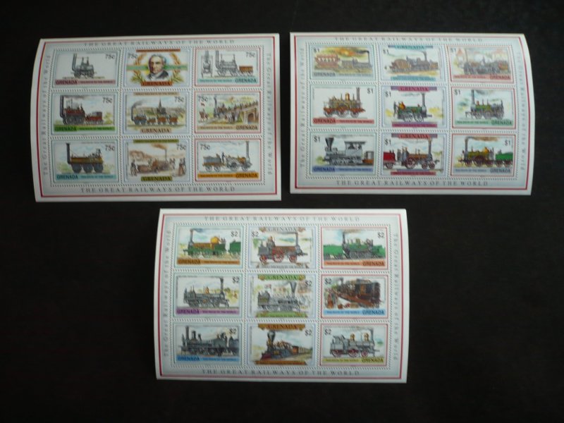 Stamps - Grenada - Scott# 2020-2022 - Mint Never Hinged Set of 3 Souvenir Sheets