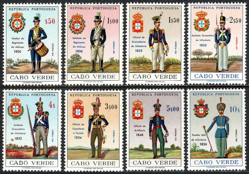 Cape Verde 330-337, MNH. Uniforms. Drummer, Soldier, Grenadier, Officers, 1965