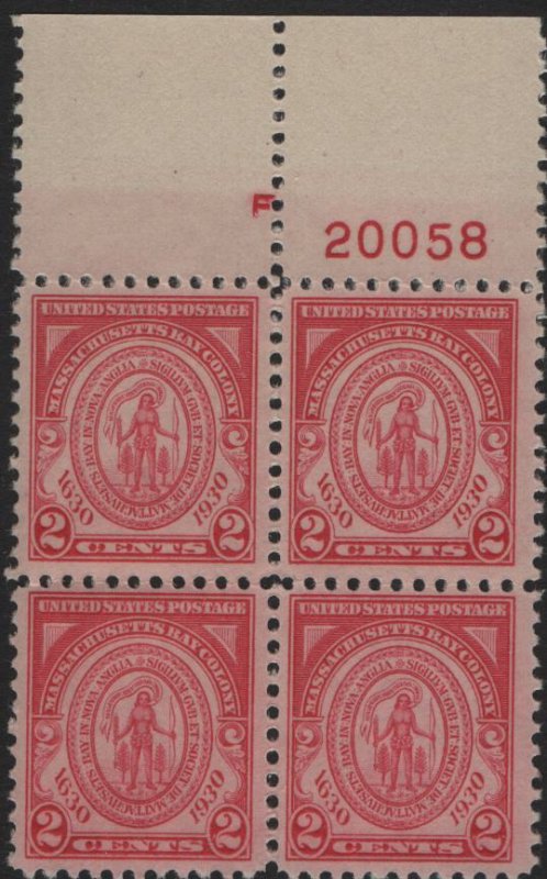 US 682 MNH BLOCK OF 4 WITH PLATE NUMBER(20058)