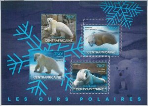 895  - CENTRAL AFRICAN R. - ERROR - MISSPERF stamp sheet 2014  Polar Bear