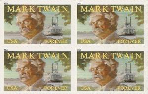 US 4545 Literary Arts Mark Twain forever block (4 stamps) MNH 2011 