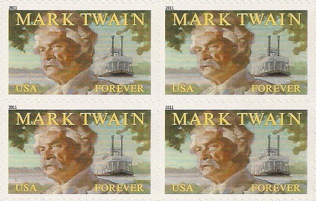 US 4545 Literary Arts Mark Twain forever block (4 stamps) MNH 2011 