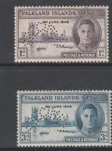 FALKLAND Is 1946  VICTORY   SPECIMEN   set of 2