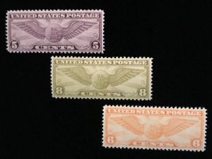 C16, C17, C19 Mint Hinged, F/VF, set of 3, rotary print