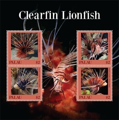 Palau 2019 - Clearfin Lionfish- Sheet of 4 stamps- Scott #1432 - MNH