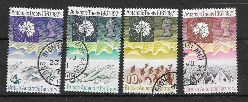 BRITISH ANTARCTIC TERR. SG38/41 1971 ANTARCTIC TREATY FINE USED