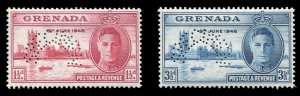 Grenada #143-144S (SG 164-165s) Cat£90, 1946 Peace, set of two, perforated S...
