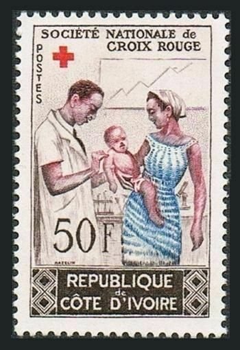 Ivory Coast 214,MNH.Michel 267. National Red Cross,1964.Vaccinating child.