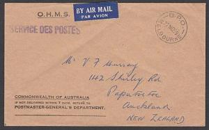 AUSTRALIA 1959 OHMS cover to NZ - unusually small GPO MELBOURNE cds........55419