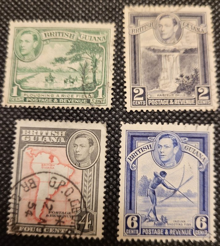British Guiana, 1938-52, George VI, short set, #230-33, SCV$1.10