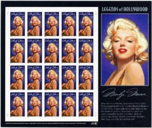 2967a MNH 32¢ Marilyn Monroe Complete Imperforate ERROR Pane of 20 stamps