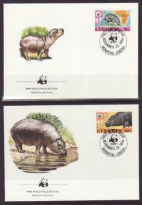 Liberia 1009-1012 Hippopotamus WWF S/4 U/A FDC