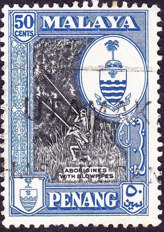 MALAYA PENANG 1960 50c Black & Blue SG62 FU