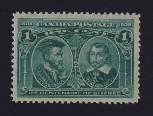 Canada Sc #97 (1908) 1c green Quebec Tercentenary Mint VF NH MNH