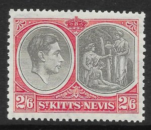 ST.KITTS-NEVIS SG76 1938 2/6 BLACK & SCARLET MTD MINT - SHORT PERF