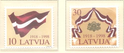 Latvia Sc 477-8 1998 80th anniv Independence stamp set mi...