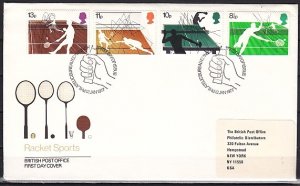 Great Britain, Scott cat. 802-805. Racquet Sports issue. First Day Cover. ^