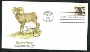 1880 Bighorn Sheep Unaddressed Fleetwood FDC