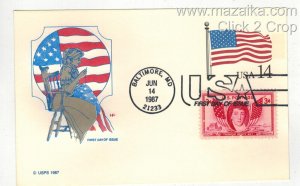 USA FLAG POSTAL CARD UX117 BALTIMORE MARYLAND & 962 FRANCIS SCOTT KEY