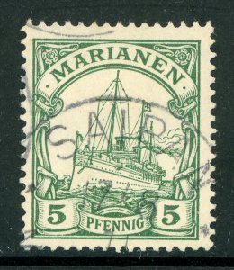 Mariana Islands 1901 Germany 5 pfg Unwatermarked Yacht Ship Sc #18 VFU SON X39