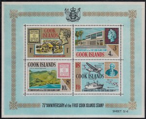 Cook Islands 1967 MH Sc #198a Souvenir sheet of 4 75th ann Cook Islands stamps