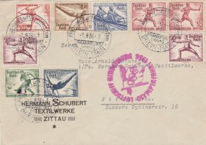 Germany Stamp B82-B89 1936 Olympics Hindenburg LZ 129 Cover Olympic Cachet