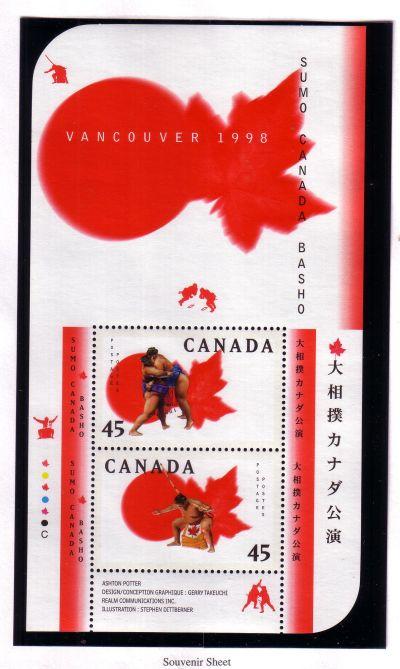 Canada Sc  1724b 1998 Sumo Wrestling Championships  stamp sheet mint NH