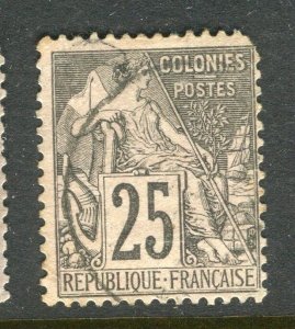 FRENCH COLONIES; 1880s early classic General issue used shade of 25c.  value