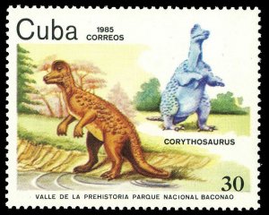 CUBA Sc# 2770 DINOSAURS Prehistoric CORYTHOSAURUS 30c  1985 MNH mint