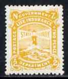 New Zealand 1944-47 Life Insurance 2d yellow (Lighthouse)...