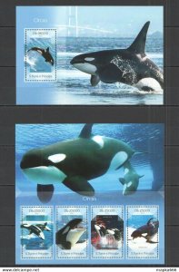 2014 S. Tome & Principe Fauna Marine Life Orcas Kb+Bl ** Stamps St1690