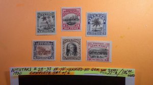 Aitutaki 1920 Capt. Cook Issue Scott# 28-33 Unused/No Gum VF-XF CPL (6)