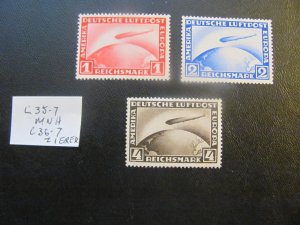 GERMANY 1928-31 MNH SC C35-7 ZEPPELIN SET C36-7 SIGNED ZERIER XF 520+ EURO (157)