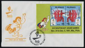 Philippines 2111a,3a.3b,3c on FDC's - Southeast Asian Games, Gymnastics