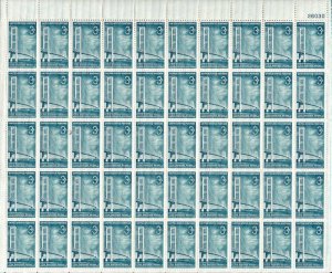 US Stamp - 1956 Mackinac Bridge - 50 Stamp Sheet - Scott #1109