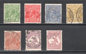 Australia #114, 116-8, 120, 122, 125  F/VF, Used, CV $11.65 ....  0330122