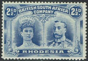 RHODESIA 1910 KGV DOUBLE HEAD 21/2D PERF 14