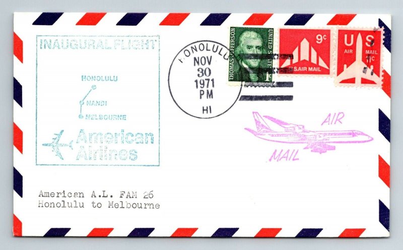 1972 Inaugural Flight American Airlines FAM 26 - Honolulu to Melbourne - F8730