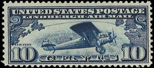 U.S. Scott # C10  1927 10c ind  Lindberghs Monoplane  mint-nh- f