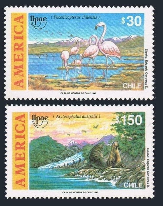 Chile 927-928,MNH. UPAEP 1990.Discovery of America- 500.Fauna:Phoenicopterus, 