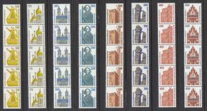 Germany Sc# 1515A-1540A MNH Strips/5 w/control # 1987-1996 Historic Objects